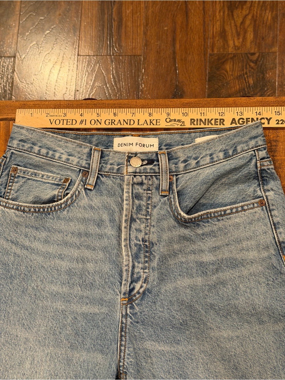 Denim Forum Light Blue High-Rise Straight Jeans - Women's - Picture 7 of 9